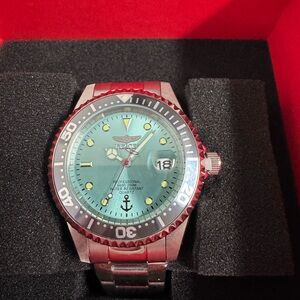 Invicta Silver and Tiffany blue divers watch